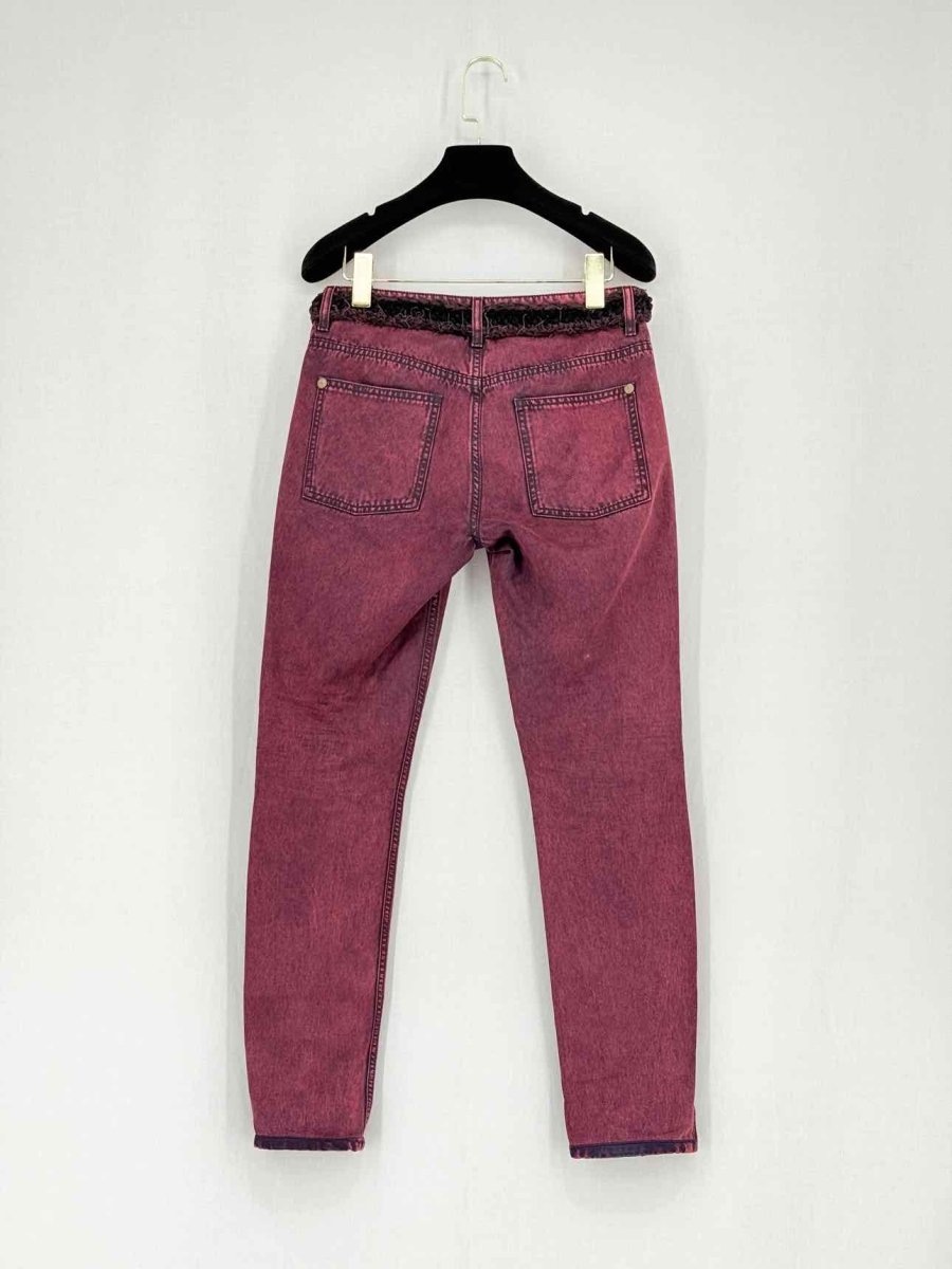 Pre - loved CHANEL Burgundy & Black Washed Size 25 Jeans at Reems Closet