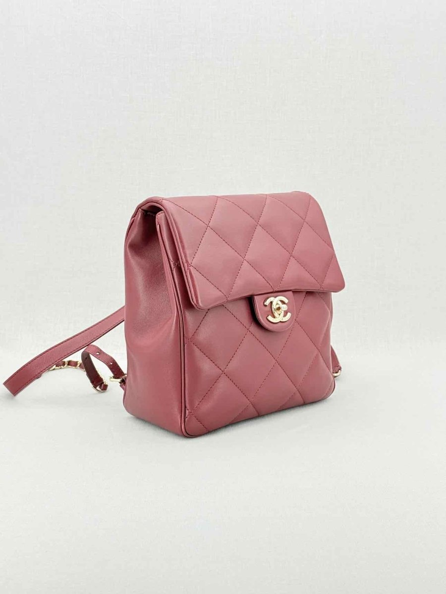 Pre - loved CHANEL Burgundy Quilted Backpack at Reems Closet
