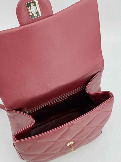 Pre - loved CHANEL Burgundy Quilted Backpack at Reems Closet