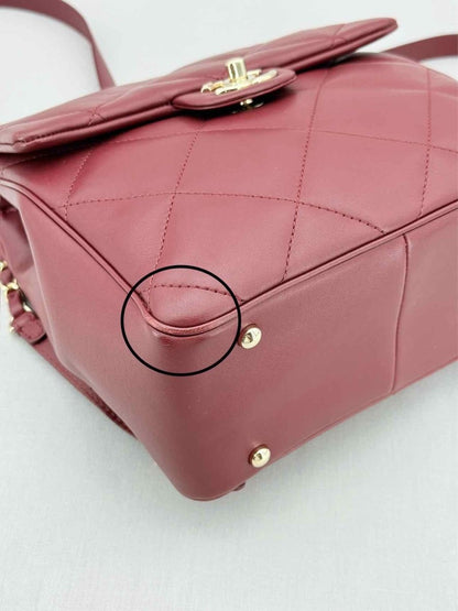 Pre - loved CHANEL Burgundy Quilted Backpack at Reems Closet