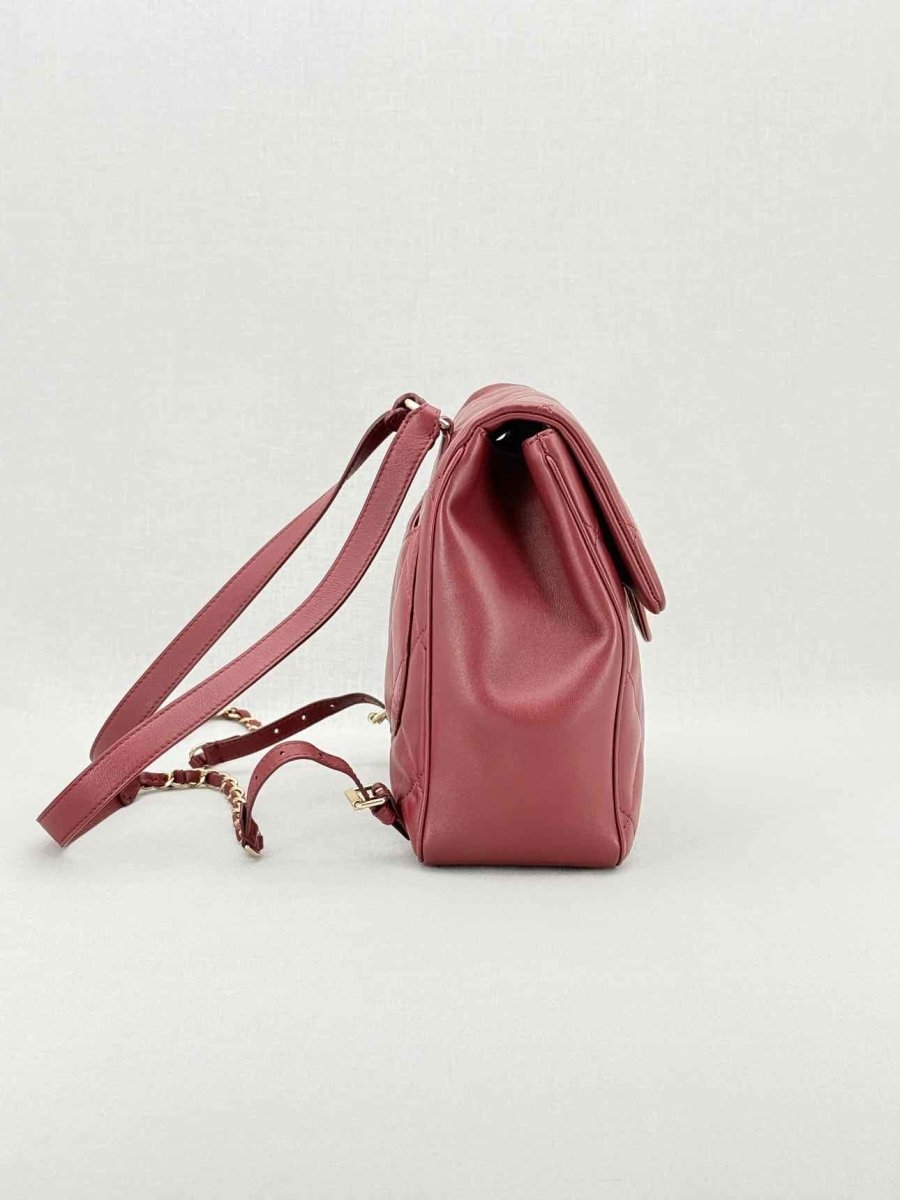 Pre - loved CHANEL Burgundy Quilted Backpack at Reems Closet