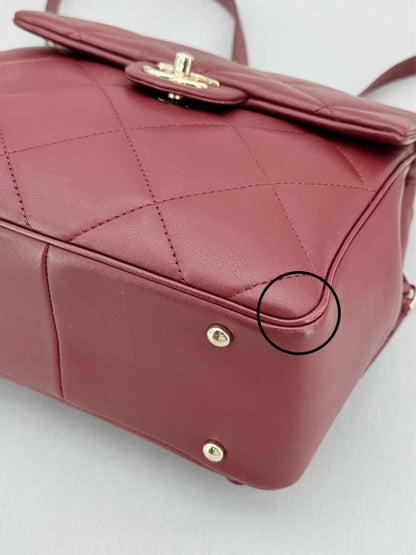 Pre - loved CHANEL Burgundy Quilted Backpack at Reems Closet