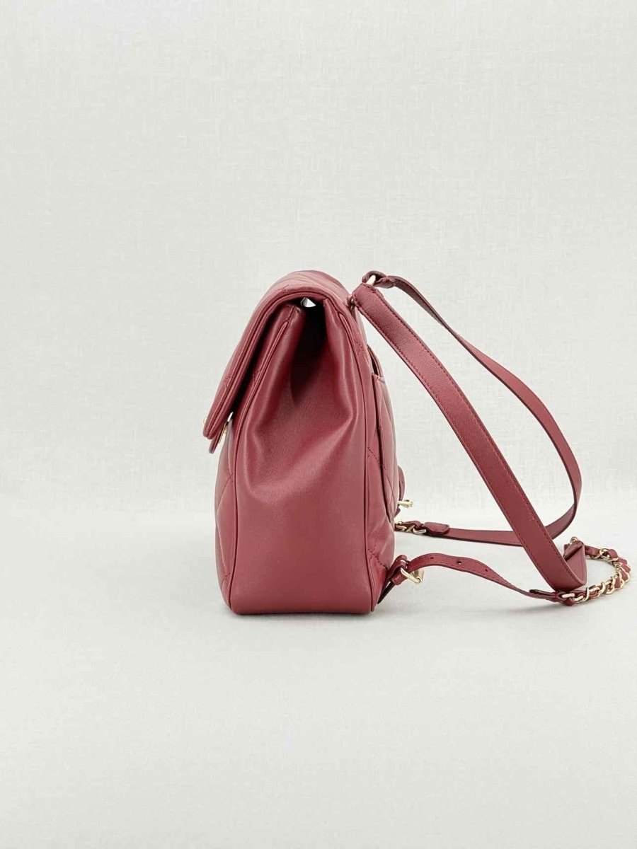 Pre - loved CHANEL Burgundy Quilted Backpack at Reems Closet