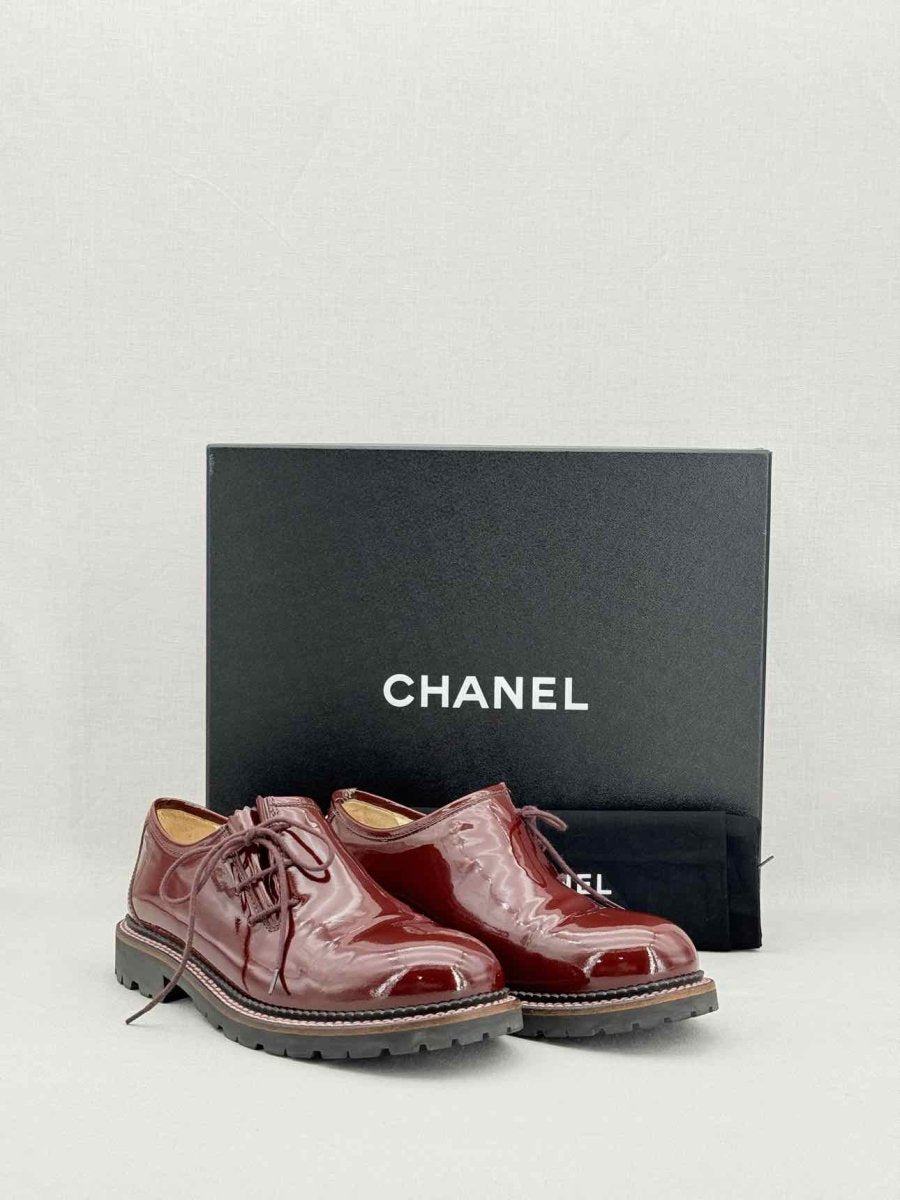 Pre - loved CHANEL Burgundy Size EU 38.5 Brogues at Reems Closet