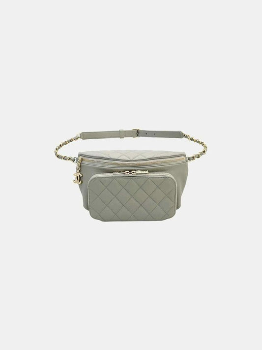 Pre - loved CHANEL Business Affinity Grey Quilted Belt Bag at Reems Closet