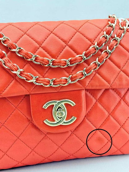 Pre - loved CHANEL Business Orange Quilted Shoulder Bag at Reems Closet