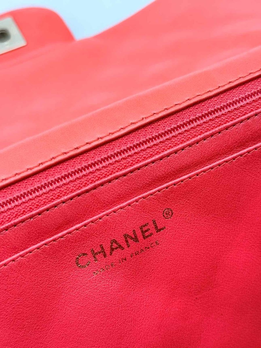 Pre - loved CHANEL Business Orange Quilted Shoulder Bag at Reems Closet