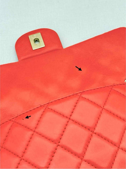 Pre - loved CHANEL Business Orange Quilted Shoulder Bag at Reems Closet