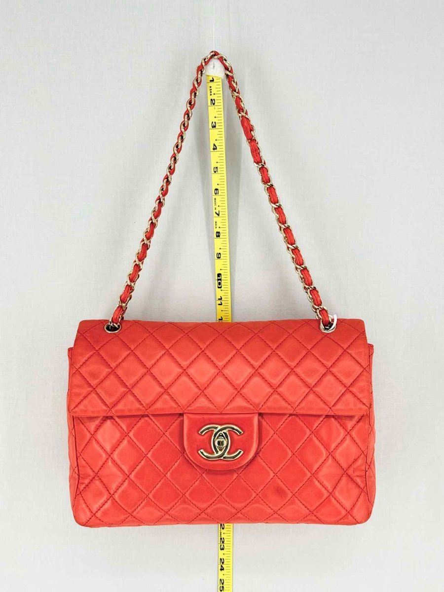 Pre - loved CHANEL Business Orange Quilted Shoulder Bag at Reems Closet