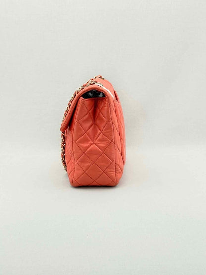 Pre - loved CHANEL Business Orange Quilted Shoulder Bag at Reems Closet