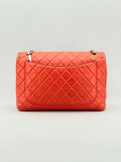 Pre - loved CHANEL Business Orange Quilted Shoulder Bag at Reems Closet