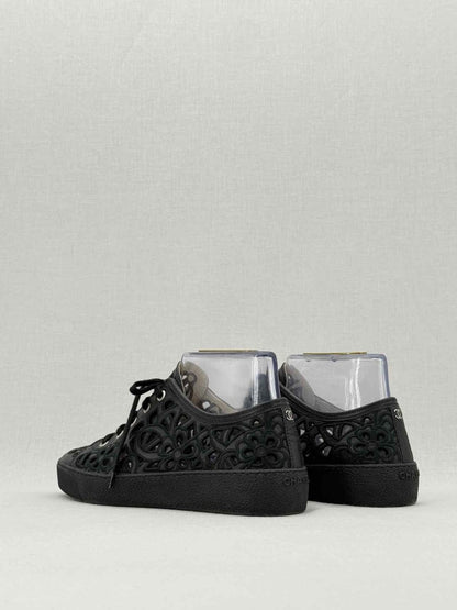 Pre - loved CHANEL Camellia Black Size EU 39 Sneakers at Reems Closet