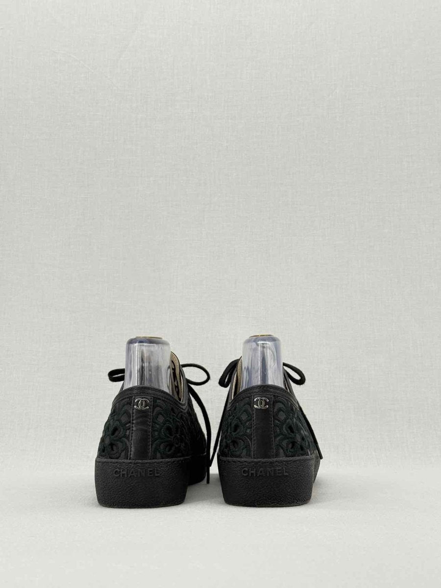 Pre - loved CHANEL Camellia Black Size EU 39 Sneakers at Reems Closet