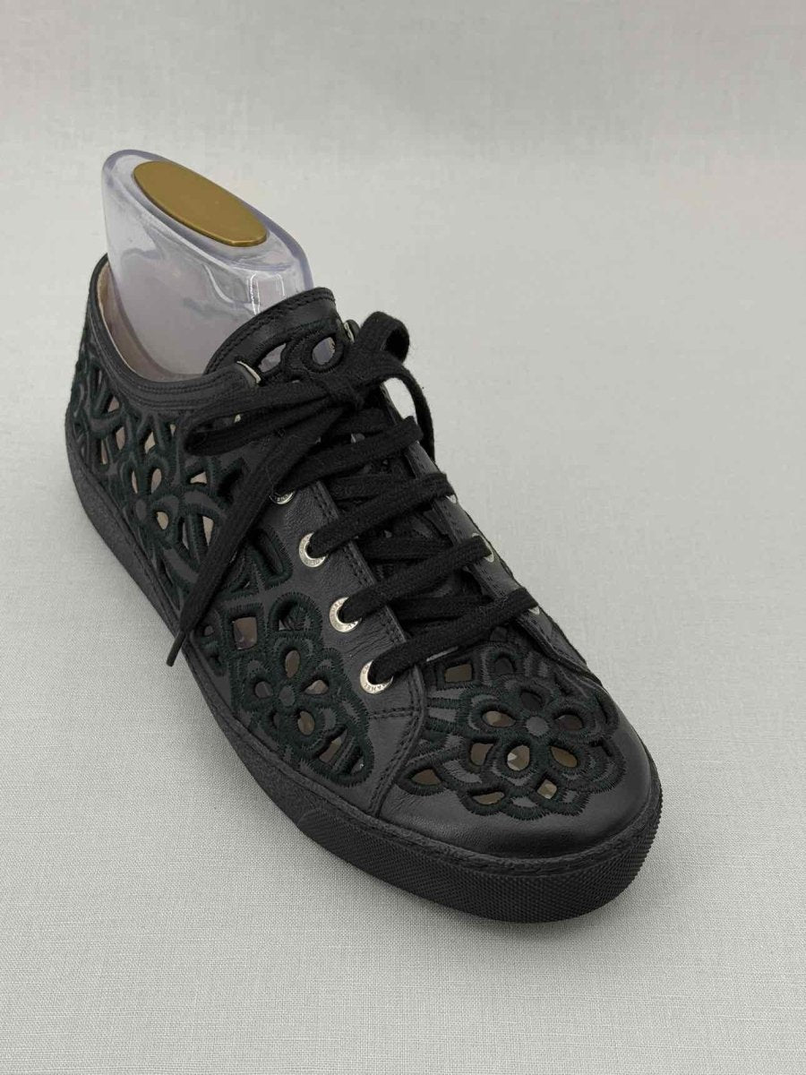 Pre - loved CHANEL Camellia Black Size EU 39 Sneakers at Reems Closet