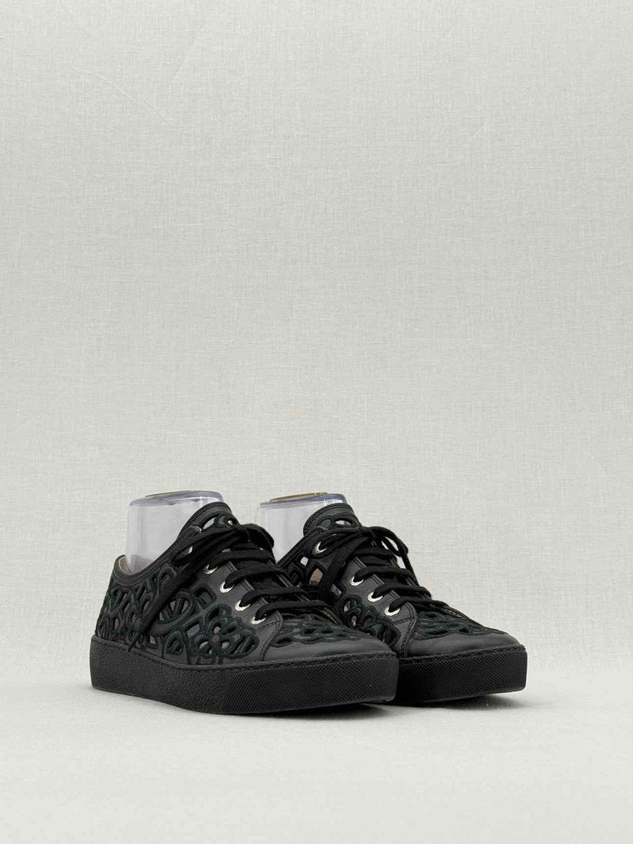 Pre - loved CHANEL Camellia Black Size EU 39 Sneakers at Reems Closet