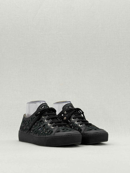 Pre - loved CHANEL Camellia Black Size EU 39 Sneakers at Reems Closet