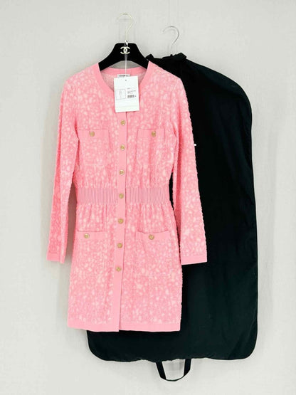 Pre - loved CHANEL Camellia Pink Size US 2 Short Dress at Reems Closet