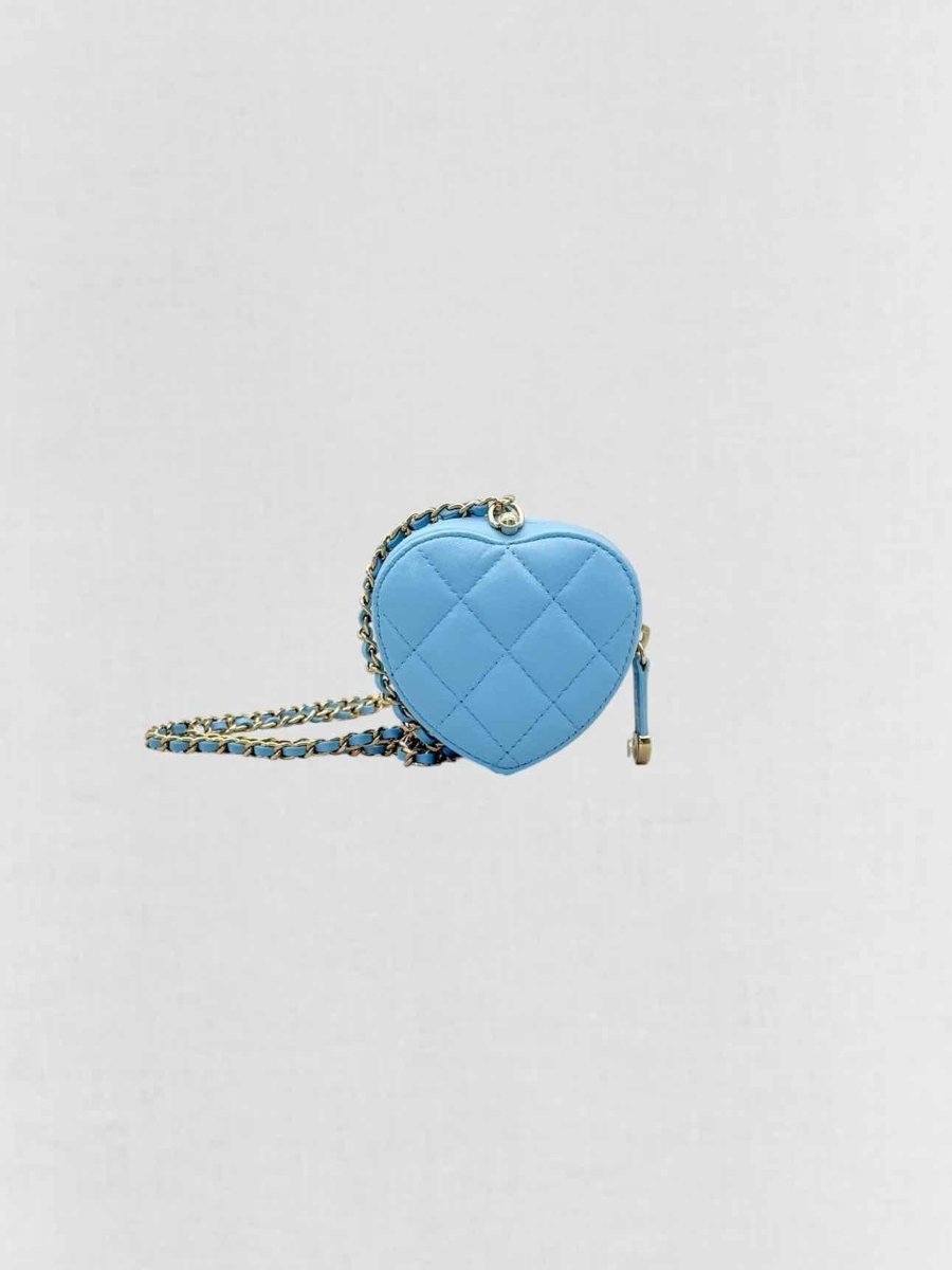Pre-loved CHANEL CC in Love Heart Baby Blue Quilted Crossbody at Reems Closet