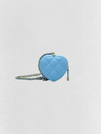 Pre-loved CHANEL CC in Love Heart Baby Blue Quilted Crossbody at Reems Closet