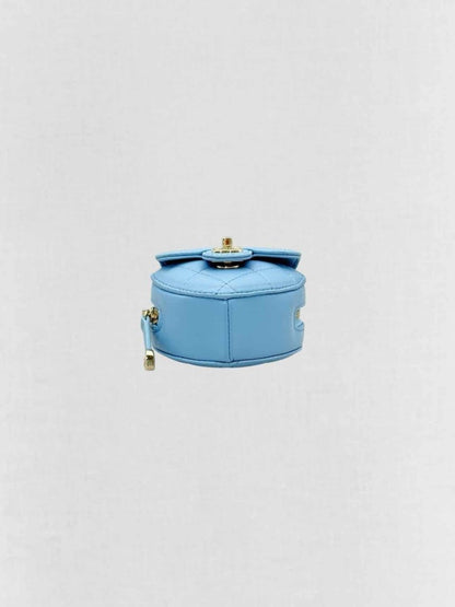 Pre-loved CHANEL CC in Love Heart Baby Blue Quilted Crossbody at Reems Closet