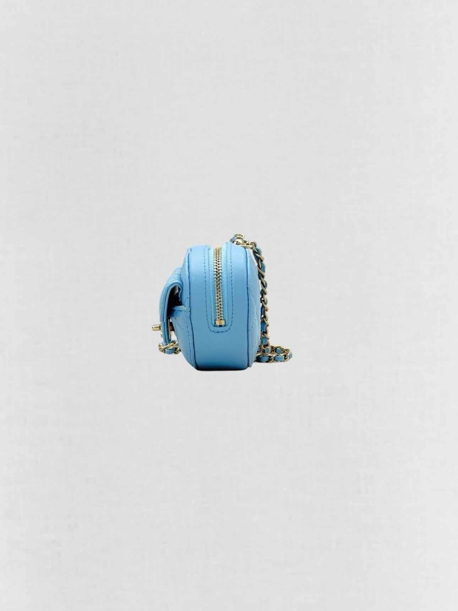 Pre-loved CHANEL CC in Love Heart Baby Blue Quilted Crossbody at Reems Closet