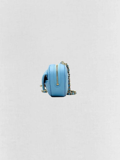 Pre-loved CHANEL CC in Love Heart Baby Blue Quilted Crossbody at Reems Closet