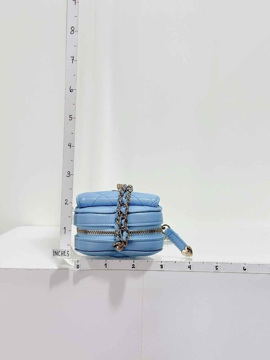 Pre-loved CHANEL CC in Love Heart Baby Blue Quilted Crossbody at Reems Closet