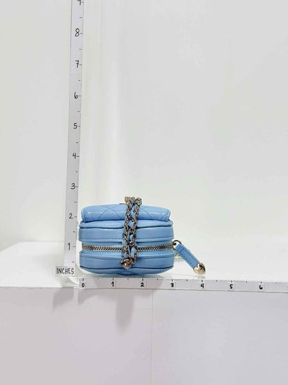 Pre-loved CHANEL CC in Love Heart Baby Blue Quilted Crossbody at Reems Closet
