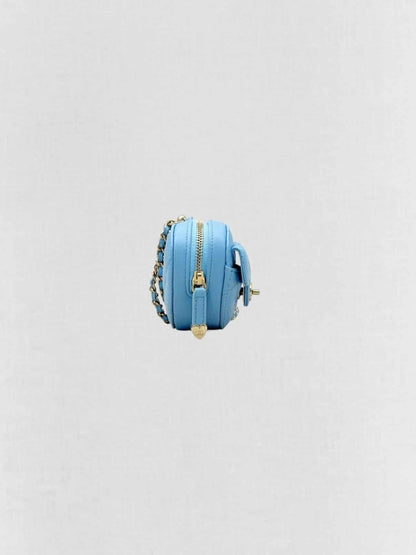 Pre-loved CHANEL CC in Love Heart Baby Blue Quilted Crossbody at Reems Closet