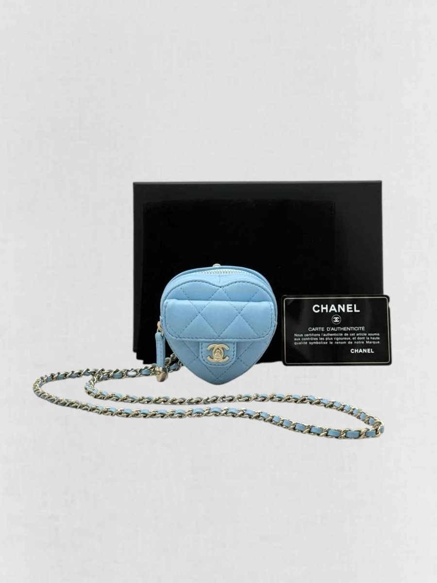Pre-loved CHANEL CC in Love Heart Baby Blue Quilted Crossbody at Reems Closet