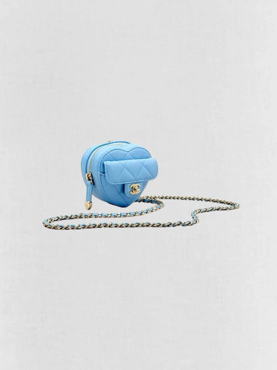 Pre-loved CHANEL CC in Love Heart Baby Blue Quilted Crossbody at Reems Closet