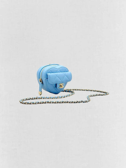 Pre-loved CHANEL CC in Love Heart Baby Blue Quilted Crossbody at Reems Closet
