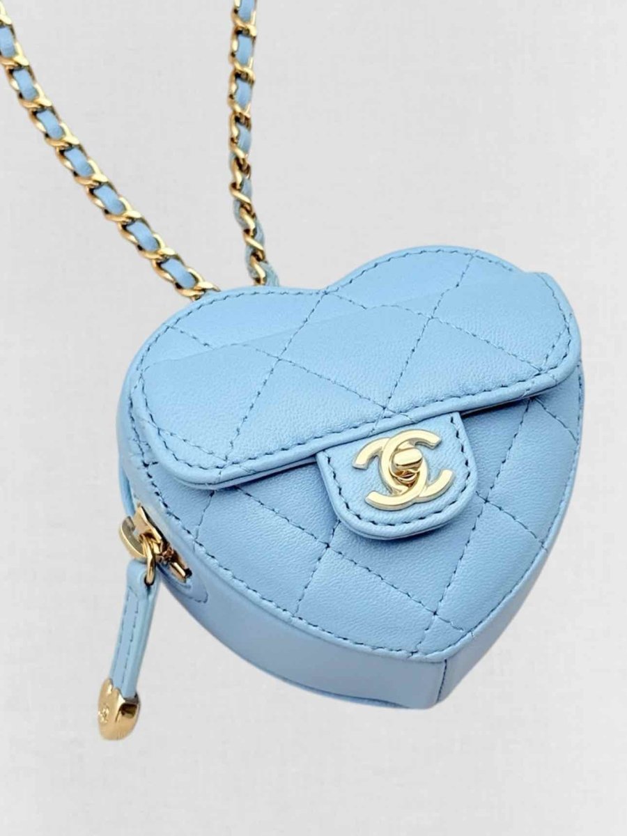 Pre-loved CHANEL CC in Love Heart Baby Blue Quilted Crossbody at Reems Closet