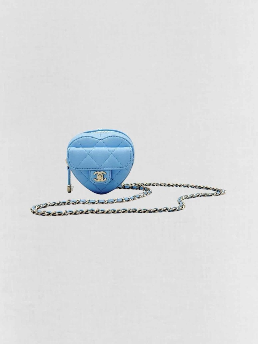 Pre-loved CHANEL CC in Love Heart Baby Blue Quilted Crossbody at Reems Closet