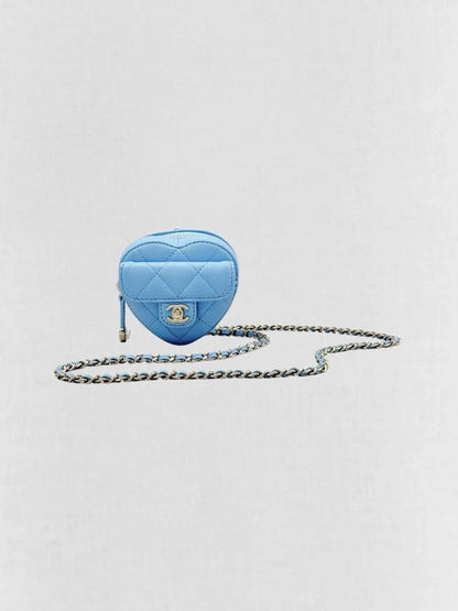 Pre-loved CHANEL CC in Love Heart Baby Blue Quilted Crossbody at Reems Closet