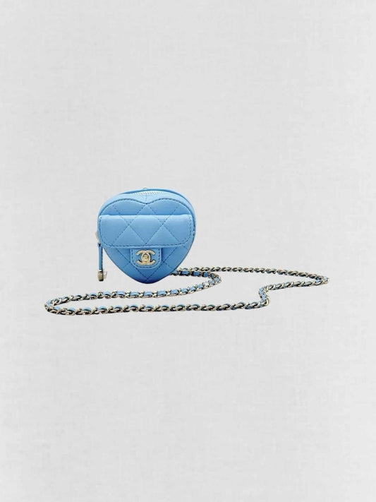 Pre-loved CHANEL CC in Love Heart Baby Blue Quilted Crossbody at Reems Closet