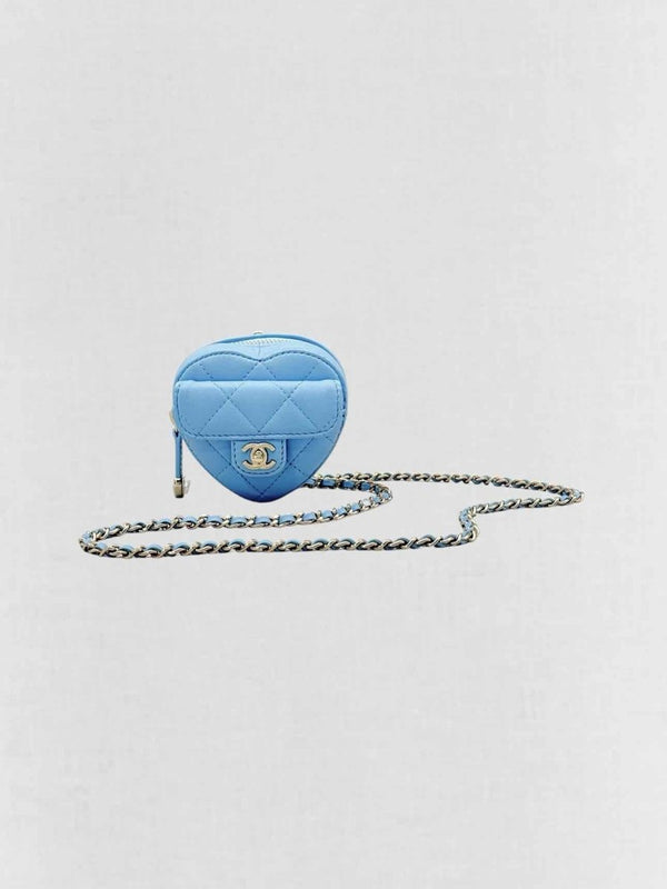 Pre-loved CHANEL CC in Love Heart Baby Blue Quilted Crossbody at Reems Closet