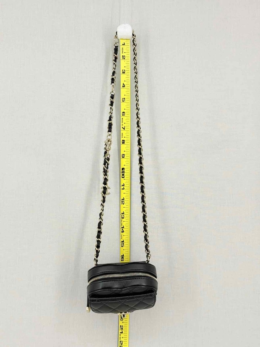 Pre-loved CHANEL CC in Love Heart Black Quilted Belt Bag at Reems Closet