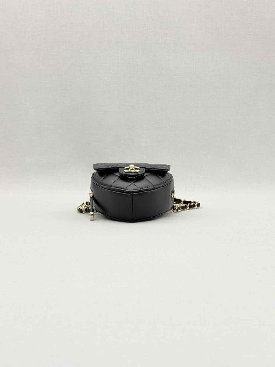 Pre-loved CHANEL CC in Love Heart Black Quilted Belt Bag at Reems Closet