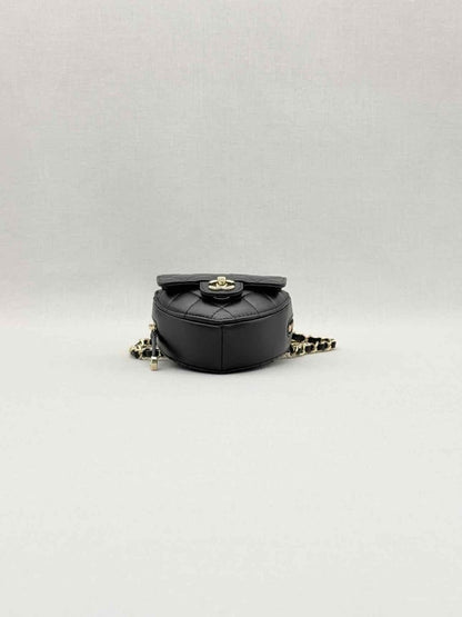 Pre-loved CHANEL CC in Love Heart Black Quilted Belt Bag at Reems Closet
