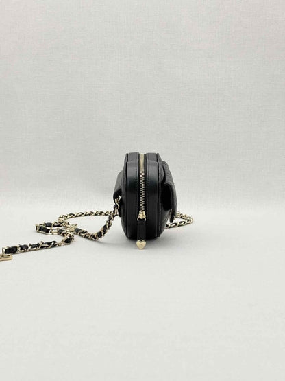 Pre-loved CHANEL CC in Love Heart Black Quilted Belt Bag at Reems Closet