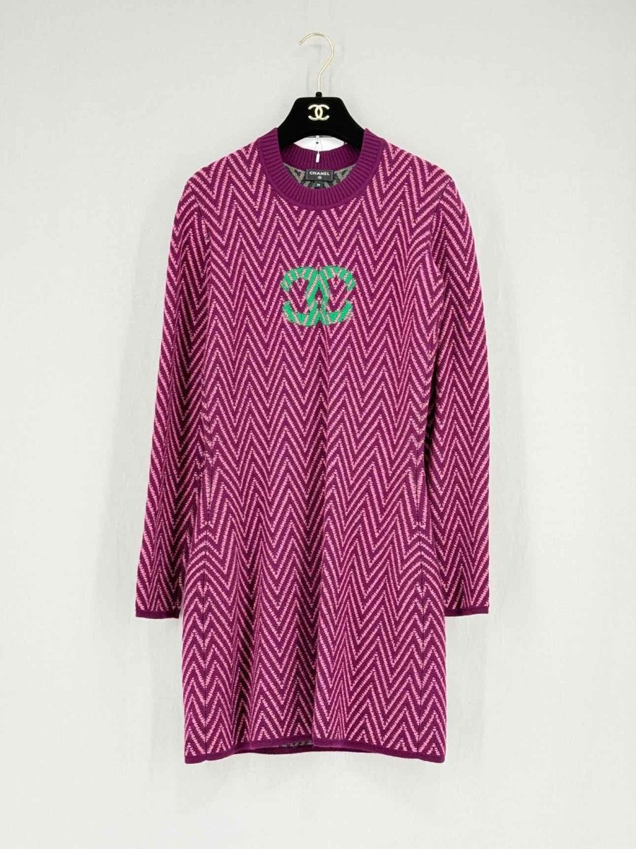 Pre - loved CHANEL CC Purple & Pink Size US 0 Knee Length Dress at Reems Closet