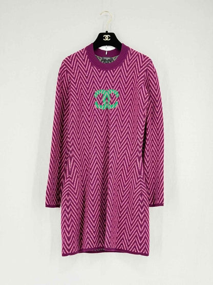 Pre - loved CHANEL CC Purple & Pink Size US 0 Knee Length Dress at Reems Closet