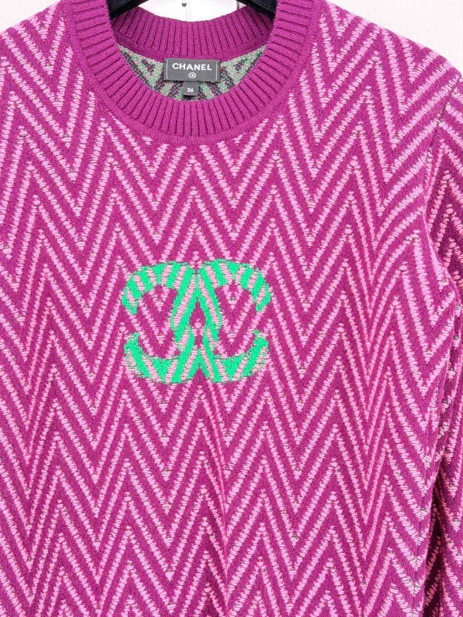 Pre - loved CHANEL CC Purple & Pink Size US 0 Knee Length Dress at Reems Closet