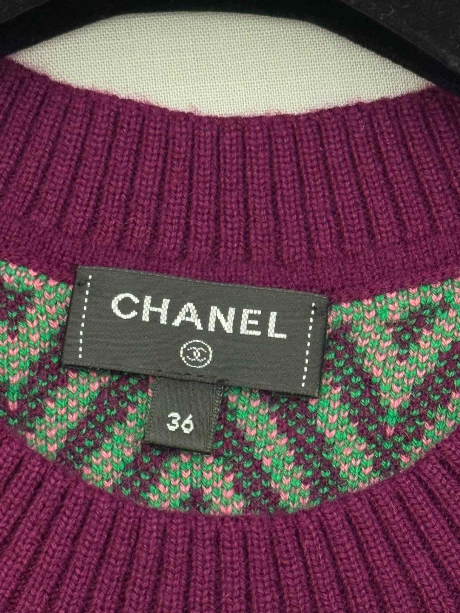 Pre - loved CHANEL CC Purple & Pink Size US 0 Knee Length Dress at Reems Closet