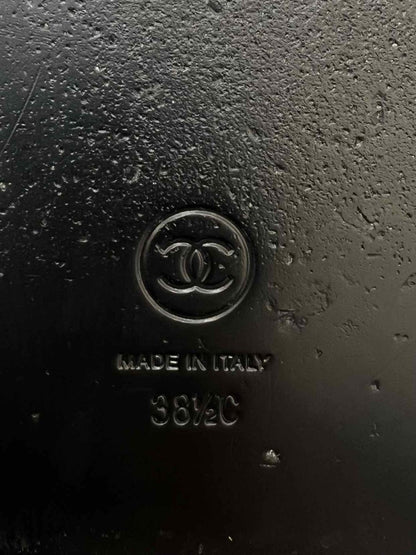 Pre - loved CHANEL Cha - Nel Black Multicolor Size EU 38.5 Sandals at Reems Closet