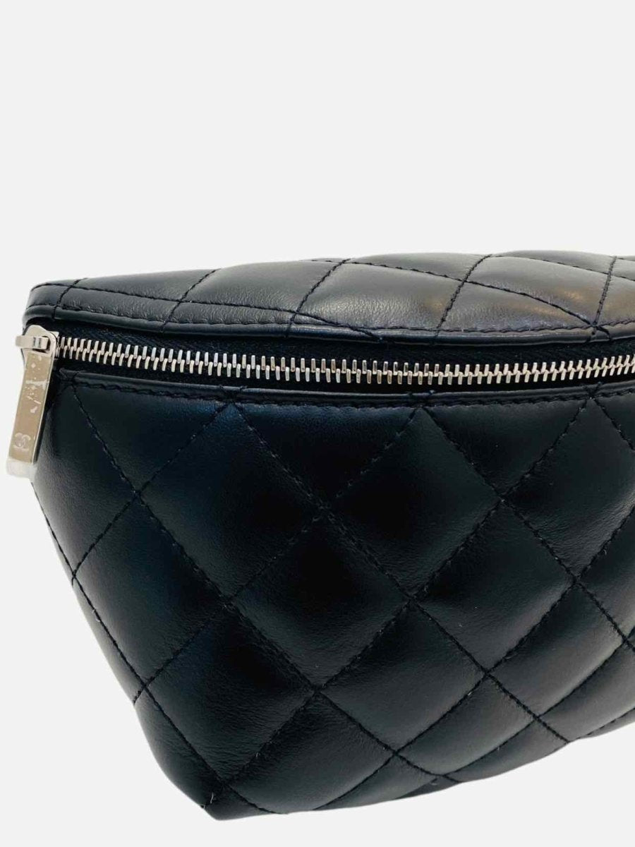 Pre - loved CHANEL Classic Black Quilted Belt Bag at Reems Closet
