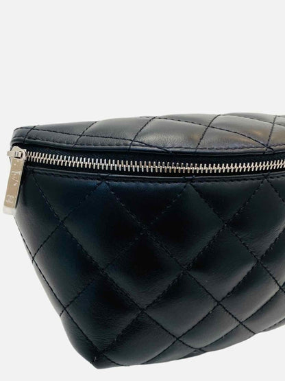 Pre - loved CHANEL Classic Black Quilted Belt Bag at Reems Closet