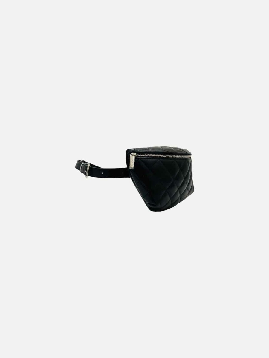 Pre - loved CHANEL Classic Black Quilted Belt Bag at Reems Closet