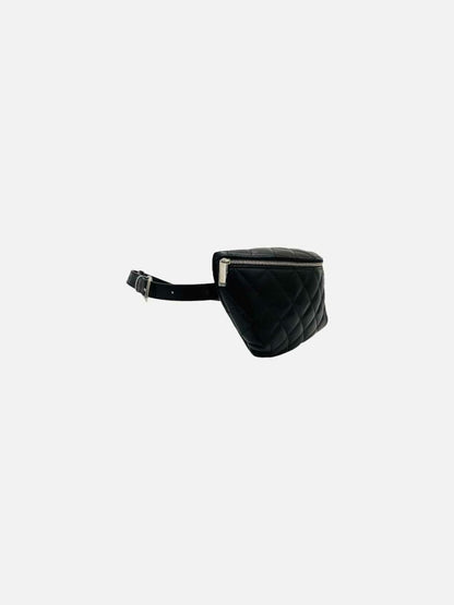 Pre - loved CHANEL Classic Black Quilted Belt Bag at Reems Closet